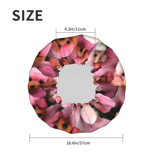 Miniatura 6 de Gorro de ducha reutilizable con estampado de cerdo rosa para mujer, doble capa impermeable, gorro de baño de secado rápido