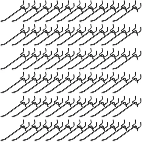 Miniatura 9 de Shimeyao 100 Piezas Ganchos para Estantes de Tablero Perforado Ganchos de Acero Inoxidable Clavijas para Tablero Colgante Ganchos de Exhibición