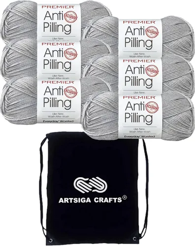 Miniatura 74 de Premier Yarns Everyday Anti-Pelusa Hilo Sólido Verde Pino DN100-8 (6-Madejas - Mismo Lote de Tinta) #4 Peso Estambre Acrílico para Tejer