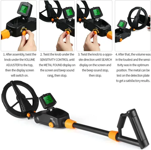 Miniatura 5 de Detector de metales, con pantalla LCD, detector de oro para niños, detector de alta precisión impermeable, volumen de sensibilidad ajustable, moneda
