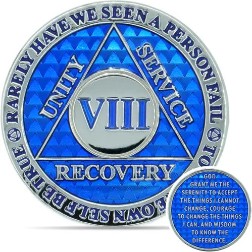 Miniatura 31 de Moneda de sobriedad de 10 años Chip AA Legacy Ficha de aniversario de recuperación de triplaca gruesa (Aqua)