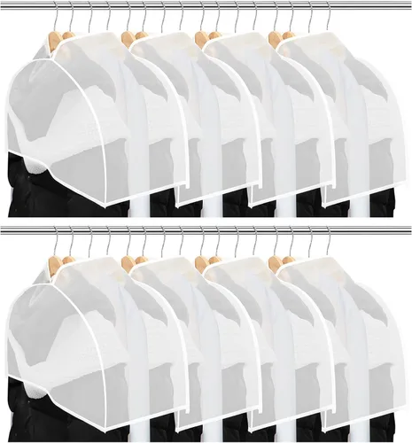 Miniatura 10 de Patelai 8 fundas de hombro para colgar ropa de 24 x 12 pulgadas, fundas de plástico transpirables para colgar ropa, protectores contra el polvo