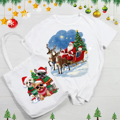 Miniatura 3 de Calcomanías de Vinilo de Transferencia Navideñas para Planchar, Pegatinas de Transferencia de Calor de Navidad con Patrones de Papá Noel, Renos