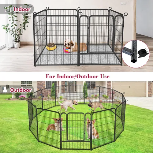 Miniatura 8 de Corralito para perros, 32 pulgadas, 10 paneles cerca para perros de exterior, corral para perros de interior antióxido, corral para mascotas