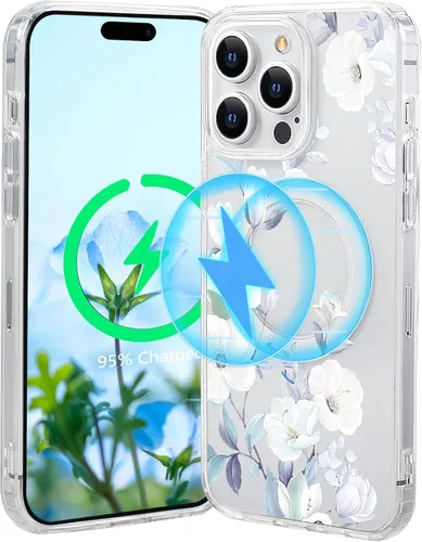 Miniatura 63 de Funda magnética de flores para iPhone 15 [compatible con MagSafe] Bonito patrón floral transparente a prueba de golpes