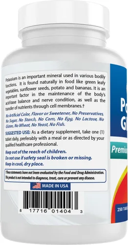 Miniatura 7 de Suplemento de Gluconato de Potasio Best Naturals 595 Mg Tableta, 250