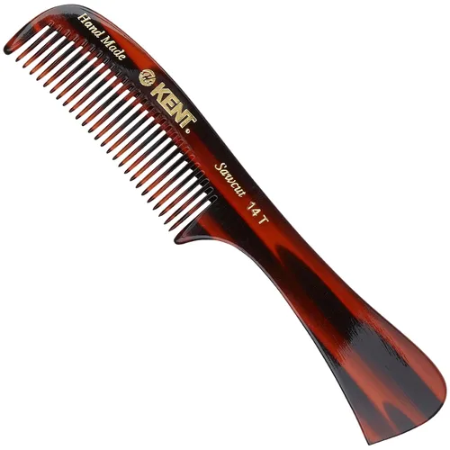 Kent Peine desenredante grande de tortuga 14T, dientes anchos para cabello largo y grueso, rizado y ondulado, peine desenredante para cabello húmedo