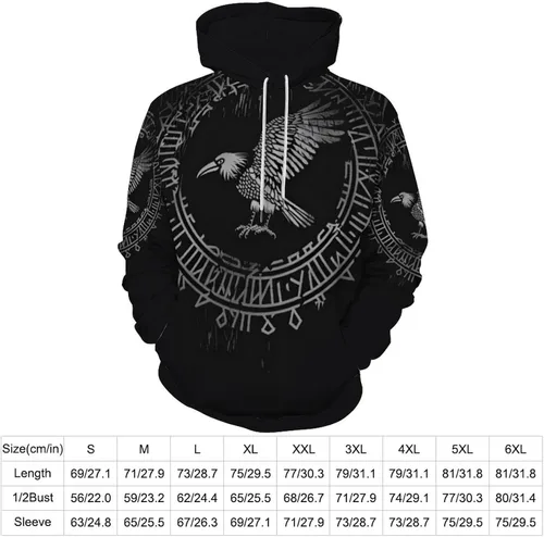 Miniatura 2 de ENLACHIC Sudadera con capucha con estampado digital 3D de tatuaje vikingo para hombre