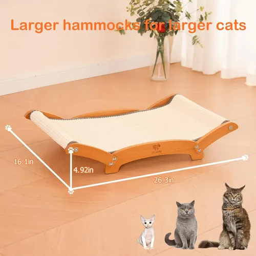 Miniatura 5 de Cama rascador de sisal extra grande para gatos, poste rascador duradero para gatos con hamaca para gatos de interior, tumbona y dormir y arañazos