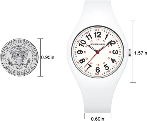 Miniatura 2 de GOLDEN HOUR Relojes deportivos impermeables analógicos unisex para enfermeras, profesionales médicos, estudiantes, esfera militar brillante y fácil