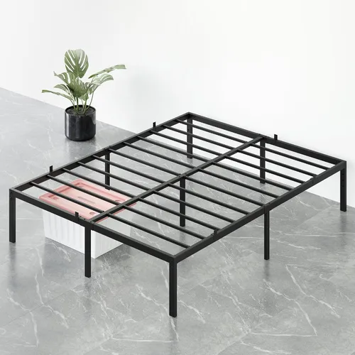 Miniatura 10 de coucheta Base de cama Queen con almacenamiento de plataforma de metal de 13 pulgadas con soporte de listones de acero, no necesita somier, marco