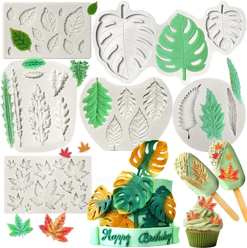 Miniatura 24 de 5 moldes de silicona para números de letras, molde de silicona de hojas de rosa, molde de números del alfabeto para fondant de chocolate, dulces