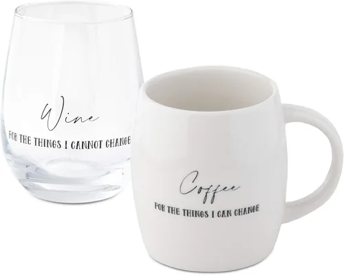 Juego de taza de café de regalo, taza blanca y copas de vino sin tallo para compañeros de trabajo, mejores amigos, profesores, médicos, enfermeras,