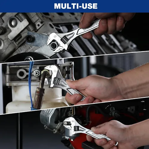 Miniatura 7 de WORKPRO - Llave ajustable de 6 pulgadas de alta resistencia con escala imperial y métrica, llave premium de acero Cr-V, cromada Plateado