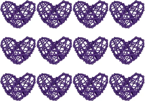 Miniatura 15 de MECCANIXITY 12 piezas de jarrón de ratán en forma de corazón de ratán natural para decoración del día de San Valentín, decoración del hogar, boda