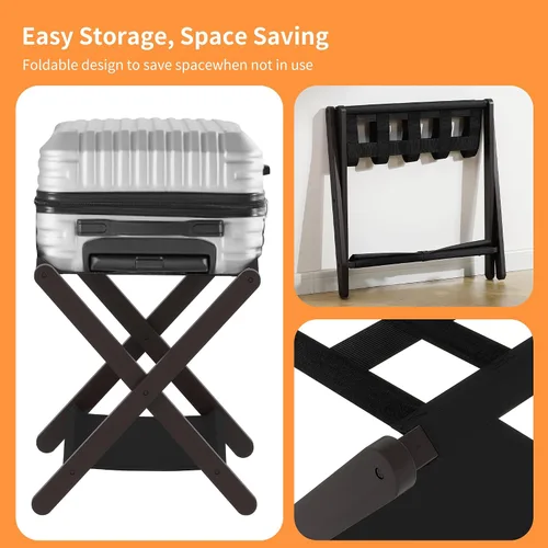 Miniatura 8 de Heybly HLR010Z1 - Portaequipajes, soporte plegable para maleta con estante de almacenamiento, soporte de equipaje de alta resistencia