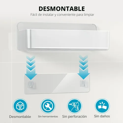 Miniatura 5 de Nieifi Estante adhesivo de pared, estantes de ducha, organizador de ducha para organización de baño (A-transparente, 2 piezas)