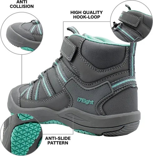 Miniatura 3 de i78 Botas de cuero sintético para niños y niñas, antideslizantes, ligeras, para exteriores, correr, senderismo, senderismo, senderismo
