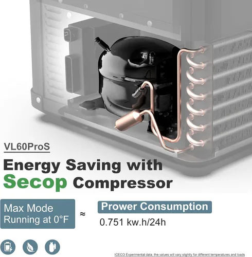 Miniatura 5 de ICECO [Actualización] Refrigerador portátil VL 60 PRO, tapa multidireccional, 12/24 V, CA 110-240 V, refrigerador de automóvil alimentado por