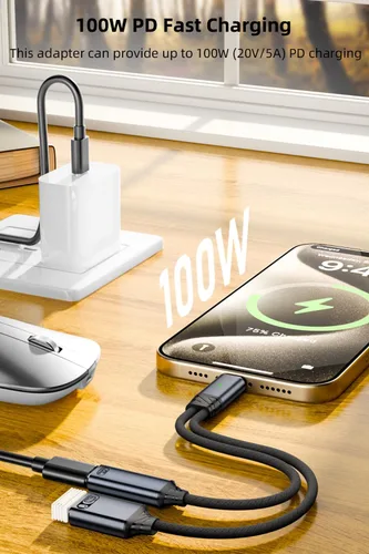 Miniatura 4 de Jadebones Cable USB C a USB OTG y adaptador de carga, divisor USB-C 2 en 1 con carga rápida de 100 W para iPhone serie 16/15, iPad, MacBook, Galaxy
