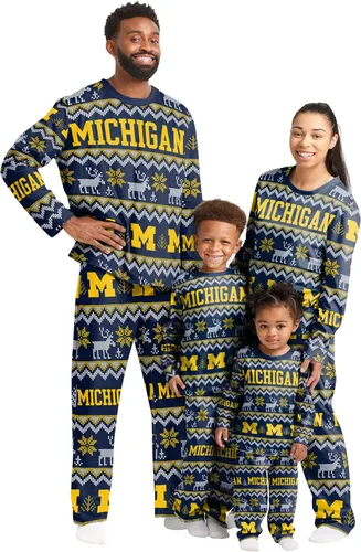 Miniatura 9 de FOCO NCAA para mujeres - Conjunto de pijamas familiares navideños a juego con patrón feo del equipo universitario de la NCAA Patrón feo navideño