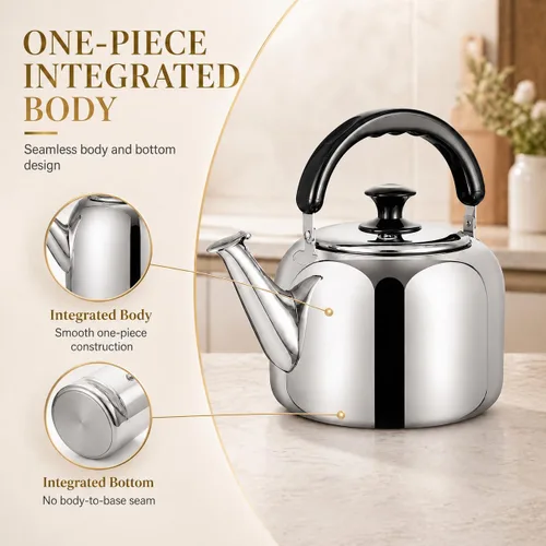 Miniatura 4 de Tetera Silbante para Estufa, de Grado Alimentario de Acero Inoxidable 316, Hervidor de Agua Rápido, Tetera de Cocina con Mango Ergonómico, Capacidad