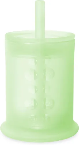 Miniatura 12 de Olababy Clear View - Taza de entrenamiento de silicona con tapa con pajilla, entrenador para sorber para niños de 12 meses en adelante, vasos Lila