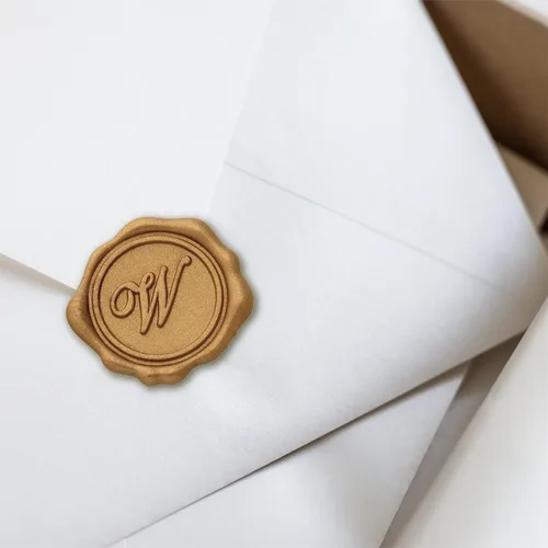 Miniatura 2 de Calcomanías de sello de cera con letra inicial del alfabeto, color dorado, paquete de 25 calcomanías de sello de cera de letras, sellos de sobre