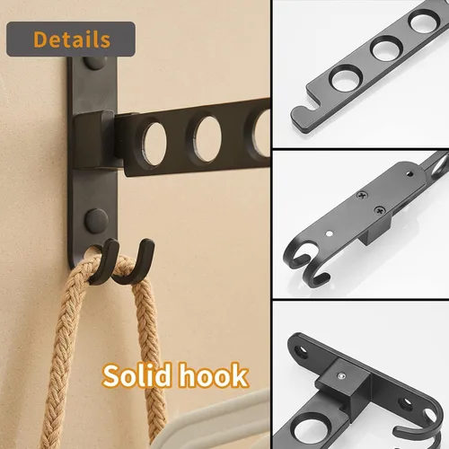 Miniatura 6 de JOOM Percha retráctil plegable para colgar en la pared, organizador de almacenamiento de ropa, colgador de ropa para lavandería, perchero resistente