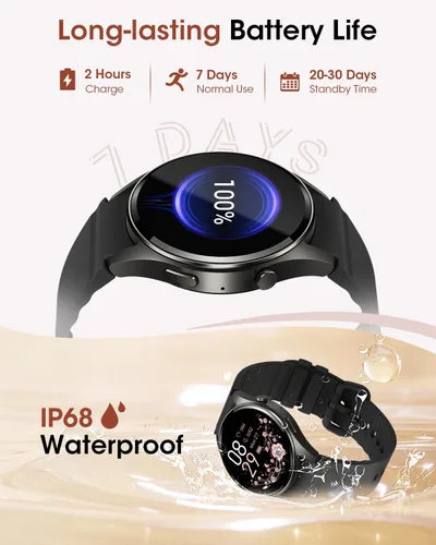 Miniatura 6 de Relojes inteligentes para hombres/mujeres, reloj inteligente Bluetooth de 1.26 pulgadas con monitor de frecuencia cardíaca, SpO2/sueño, más de 110