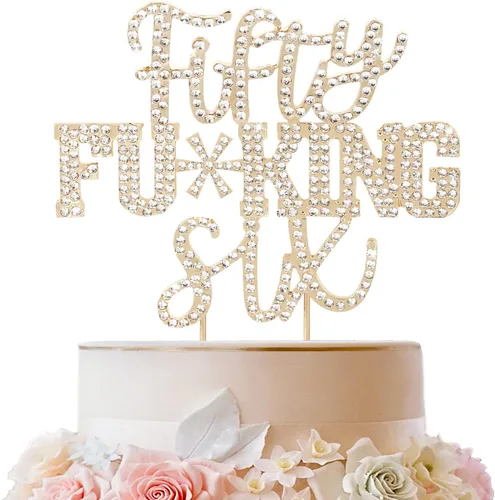 Miniatura 82 de LINGTEER Veintiún divertidos adornos dorados para tartas con diamantes de imitación – Saludos a los 21 años de edad, decoración de centros de mesa
