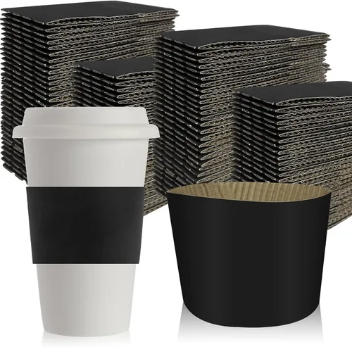 Miniatura 10 de zsccxq Fundas desechables para taza de café, papel kraft corrugado, fundas protectoras aisladas para tazas de café, expreso para bebidas calientes