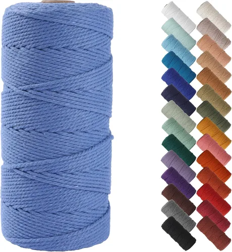 Miniatura 44 de Cordón de macramé de 1/8 pulgadas 220 yardas (200 metros) suministros naturales de macramé, hilo de macramé, cuerda de algodón de color, cuerda