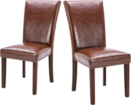 Miniatura 35 de COLAMY Juego de 2 sillas de comedor tapizadas Parsons, sillas de tela para comedor y cocina con detalle de cabeza de clavo y patas de madera