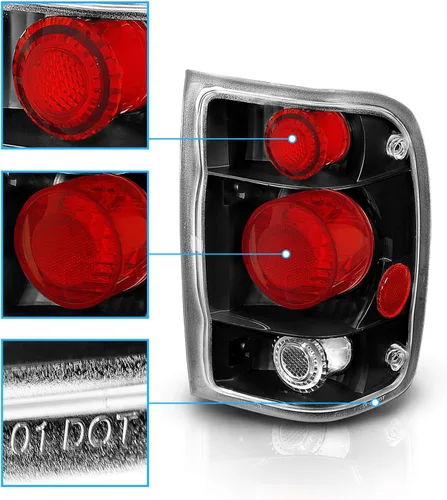 Miniatura 3 de AmeriLite Juego de luces traseras de freno negras de repuesto para Ford Ranger 1998-2000 solamente - lado del pasajero y del conductor Negro