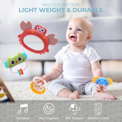 Miniatura 2 de YUNGCHI Móvil de bebé para cuna con juguetes de cuna, música y luces para paquete y paly cuna carrusel musical móvil móvil para niñas y niños, móvil