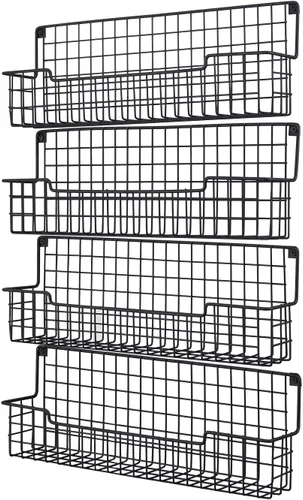 Soporte de pared para especias, organizador de especias para gabinete y puerta de despensa, juego de 4 estantes colgantes para especias que ahorran