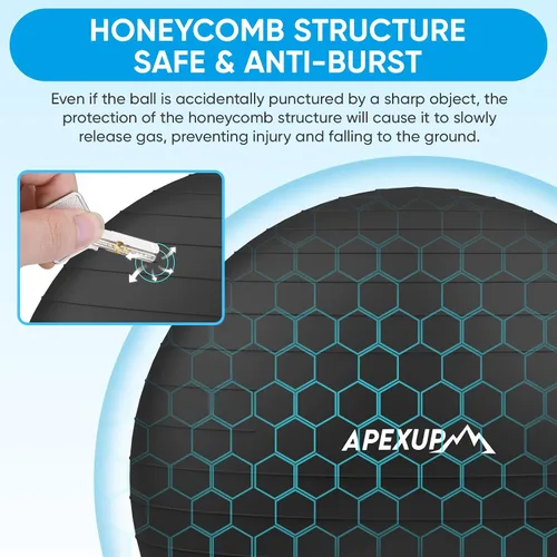 Miniatura 4 de APEXUP Pelota de Yoga Pelota de Ejercicio Antideslizante Resistente para Fitness, Equilibrio y Entrenamiento del Core