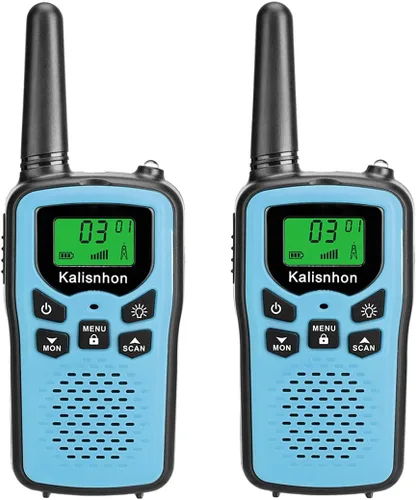 Walkie Talkies para adultos, walkie talkies Kalisnhon con 22 canales FRS, walkie talkie de largo alcance con linterna VOX pantalla LCD radios