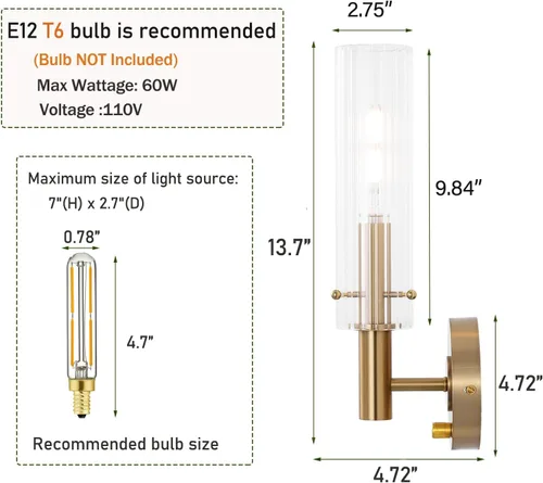 Miniatura 4 de BYOLIIMA Apliques de pared modernos con regulador de intensidad de encendido/apagado de latón cepillado dorado para baño, lámparas de tocador