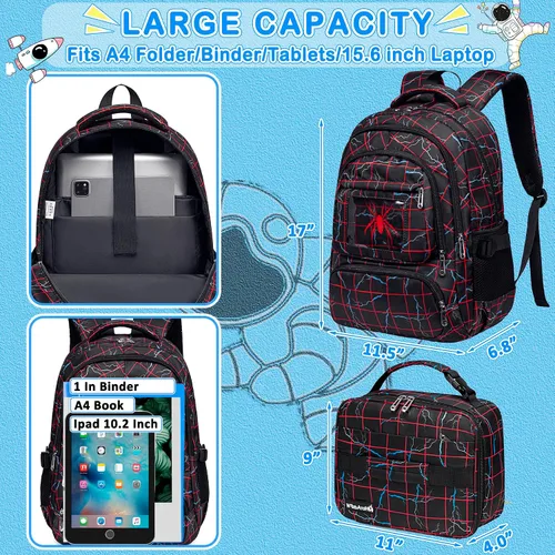 Miniatura 4 de FunnyGifts Mochilas escolares para niños para escuela primaria jardín de infantes preescolar mochila para niños 4 5 6 7 8 9 10 11 12