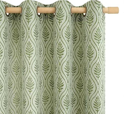 Miniatura 12 de BGment - Cortinas de jacquard de hojas en color amarillo mostaza, 72 pulgadas de largo para sala de estar, patrón botánico de estilo campestre