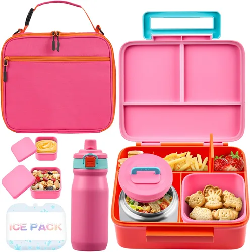 Miniatura 13 de Lonchera Bento para niños con termo, a prueba de fugas, con tarro de comida aislado de 8 onzas, bolsa de almuerzo, sin BPA, apta para lavavajillas