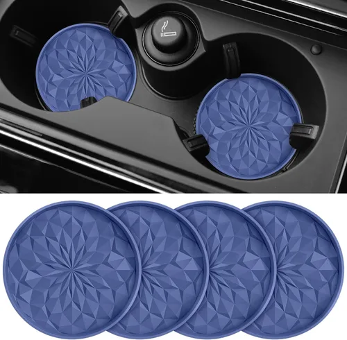 Miniatura 17 de ME.FAN Posavasos de automóvil para portavasos [4 unidades] – Alfombrillas de silicona para tazas de 2.75 pulgadas para automóvil – Accesorios