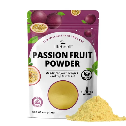 Polvo de fruta de la pasión para hornear, bebidas y batidos, vegano, sin OMG, sin gluten, sin aditivos ni conservantes, 4 onzas
