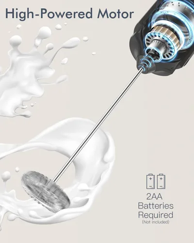 Miniatura 5 de Espumador de leche de mano de alta calidad con tapa, mezclador de bebidas de mano, fácil de llevar, varita espumadora eléctrica para café, café
