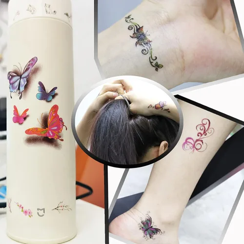 Miniatura 5 de 30 hojas de tatuajes temporales de mariposa para mujeres, niñas y adultos, mariposas 3D, calcomanías de tatuaje falsas sexys, impermeables, arte