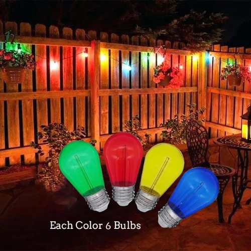 Miniatura 4 de Jslinter Bombillas LED de cadena de colores, bombillas S14 de plástico de 1 vatio para reemplazo de luces de cadena de Navidad, inastillables, base