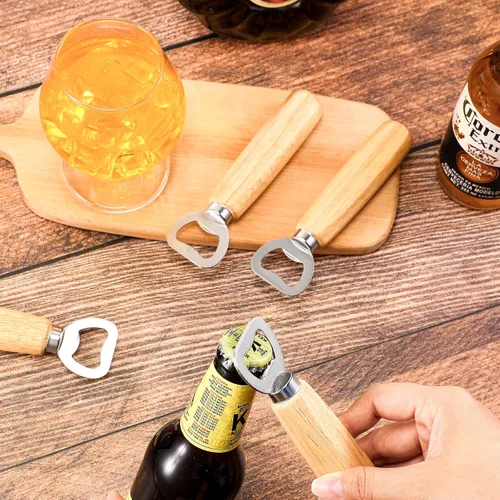 Miniatura 7 de Lounsweer Abrebotellas de vino de madera, 30 piezas, abridor de botellas de acero inoxidable, de mano, resistente, abrebotellas, sidra, grabado