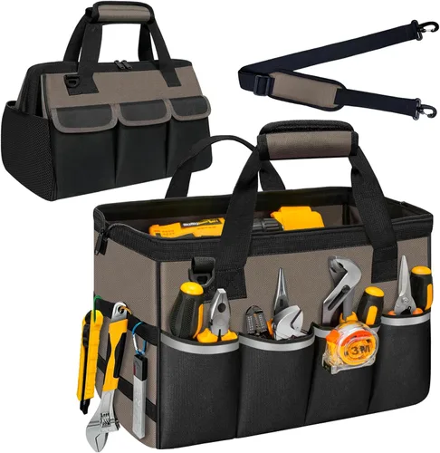 Miniatura 10 de NECKORY Bolsa de herramientas, organizador de caja de herramientas portátil con correa de hombro ajustable, bolsa de transporte de herramientas